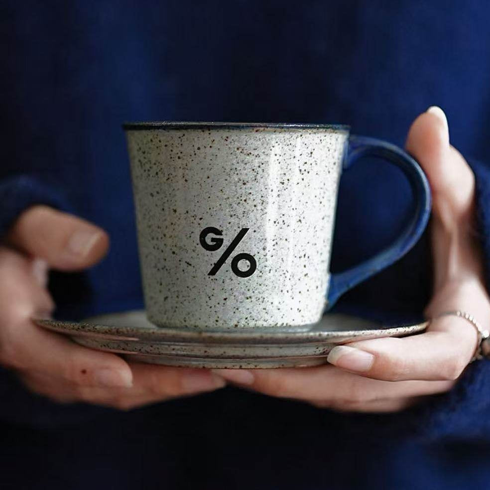 MUG WITH SAUCER - HANDMADE CERAMICS 6.76 OZ
