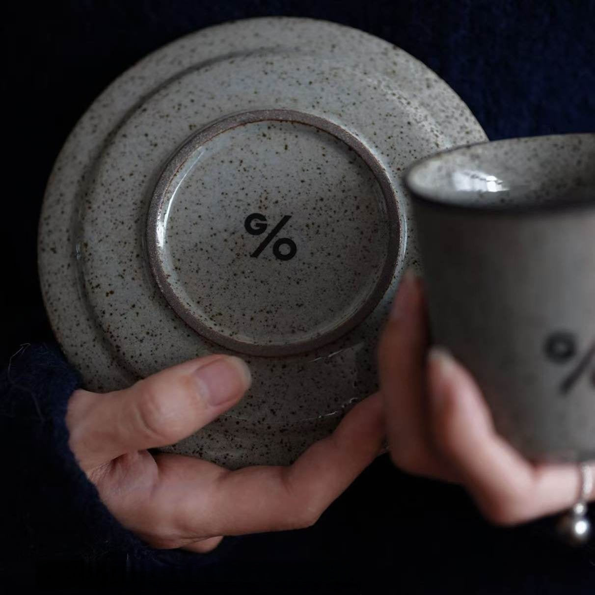MUG WITH SAUCER - HANDMADE CERAMICS 6.76 OZ