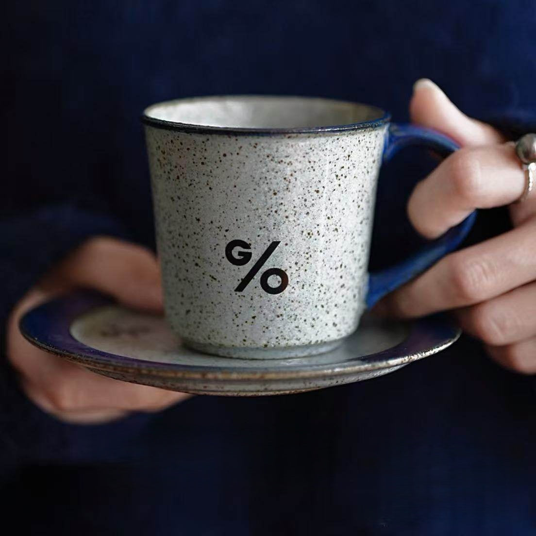 MUG WITH SAUCER - HANDMADE CERAMICS 6.76 OZ